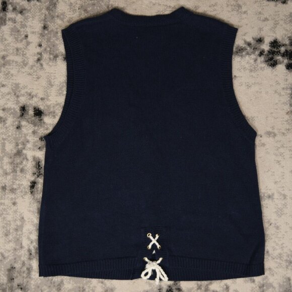 Vintage 1995 Susan Bristol Navy Nautical Knitted Sweater - Picture 4 of 7